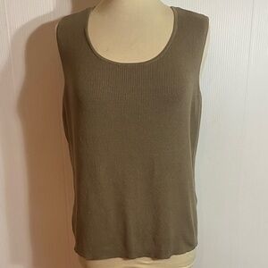 Chico’s Sleeveless Ribbed Tank Top — Olive Brown